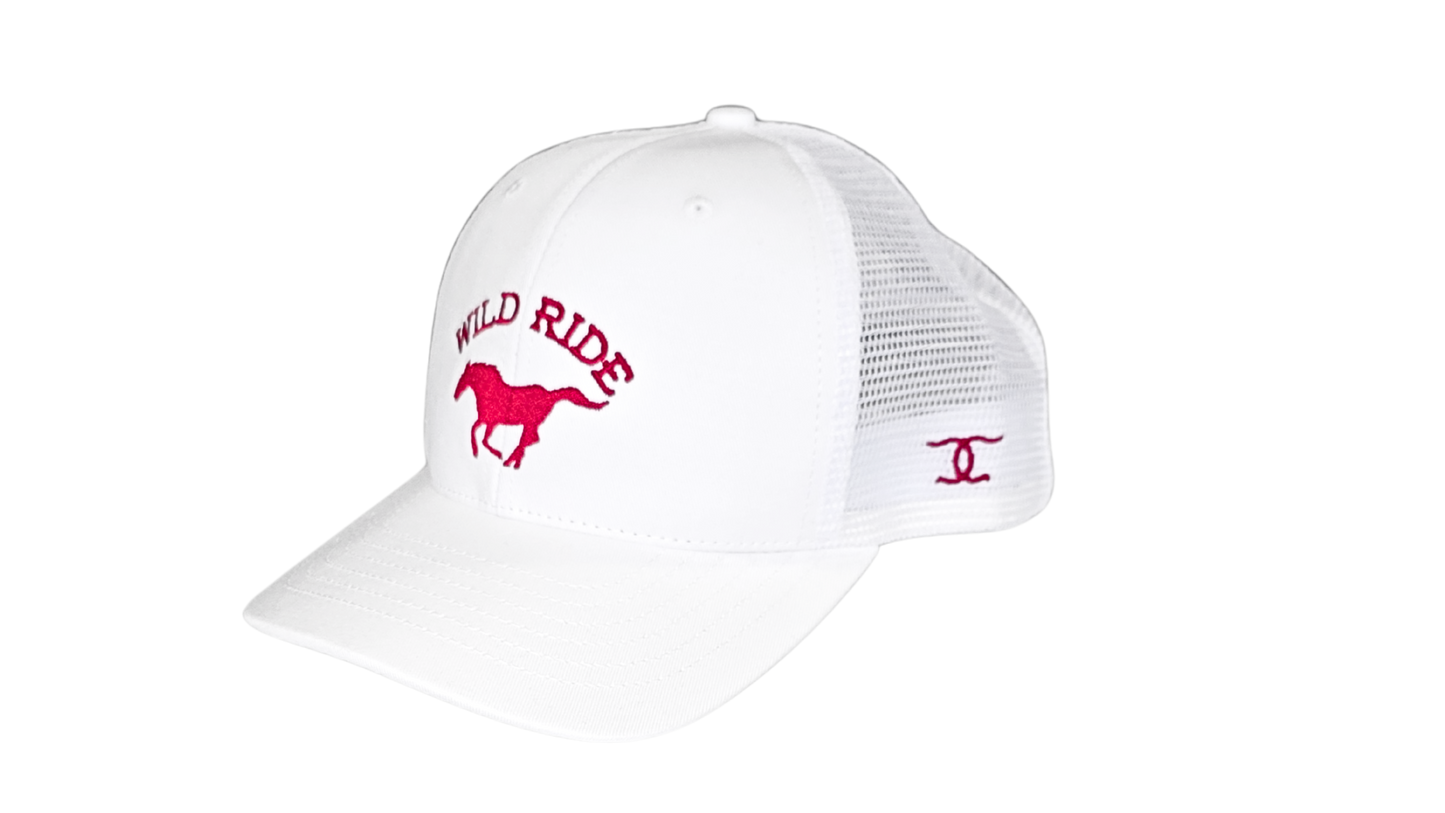 "Wild Ride" Cowboy co. White Trucker Hat- MADE IN USA