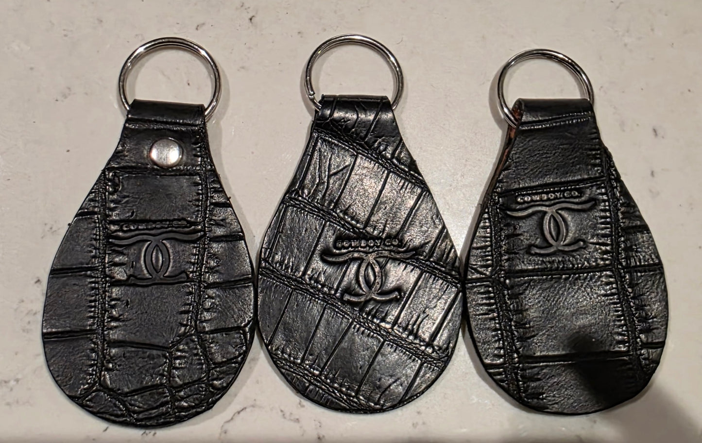 Handmade Exotic Teardrop Leather Keychains by Cowboy co.- MADE IN USA