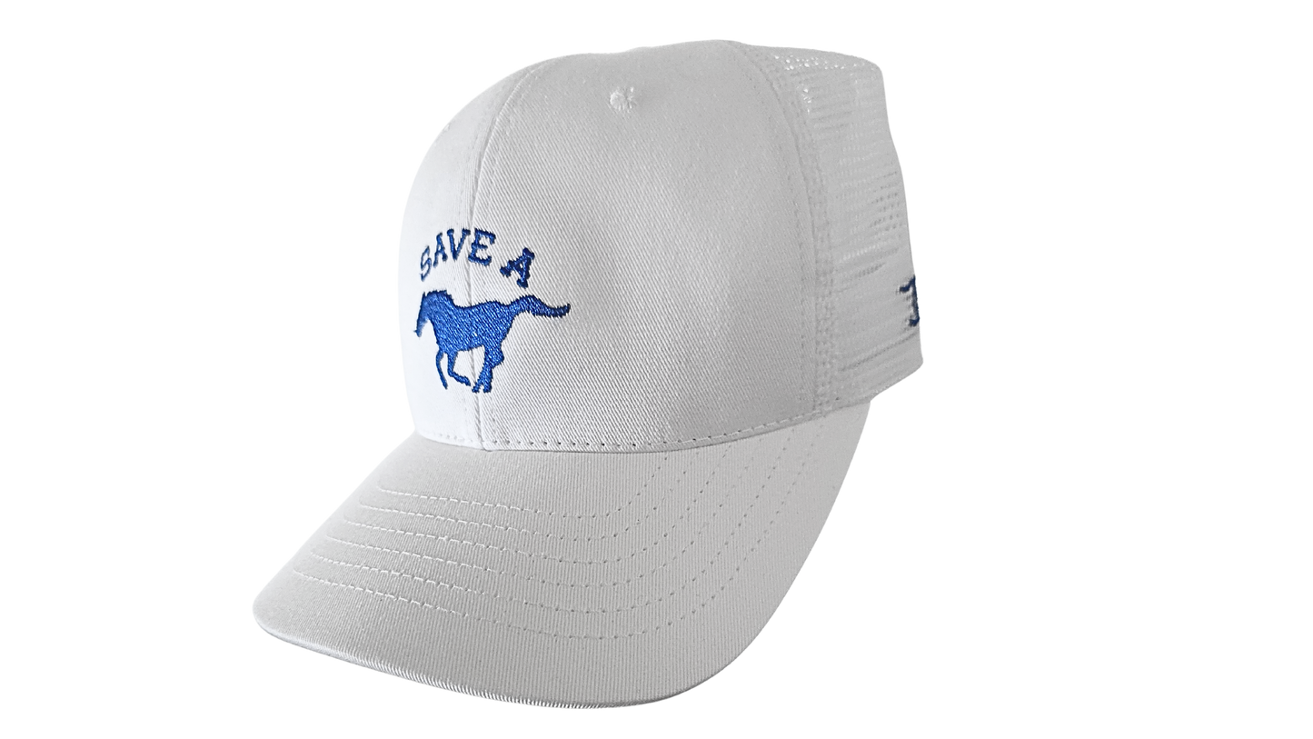 "Save a ... (horse)" White Trucker Hat- MADE IN USA