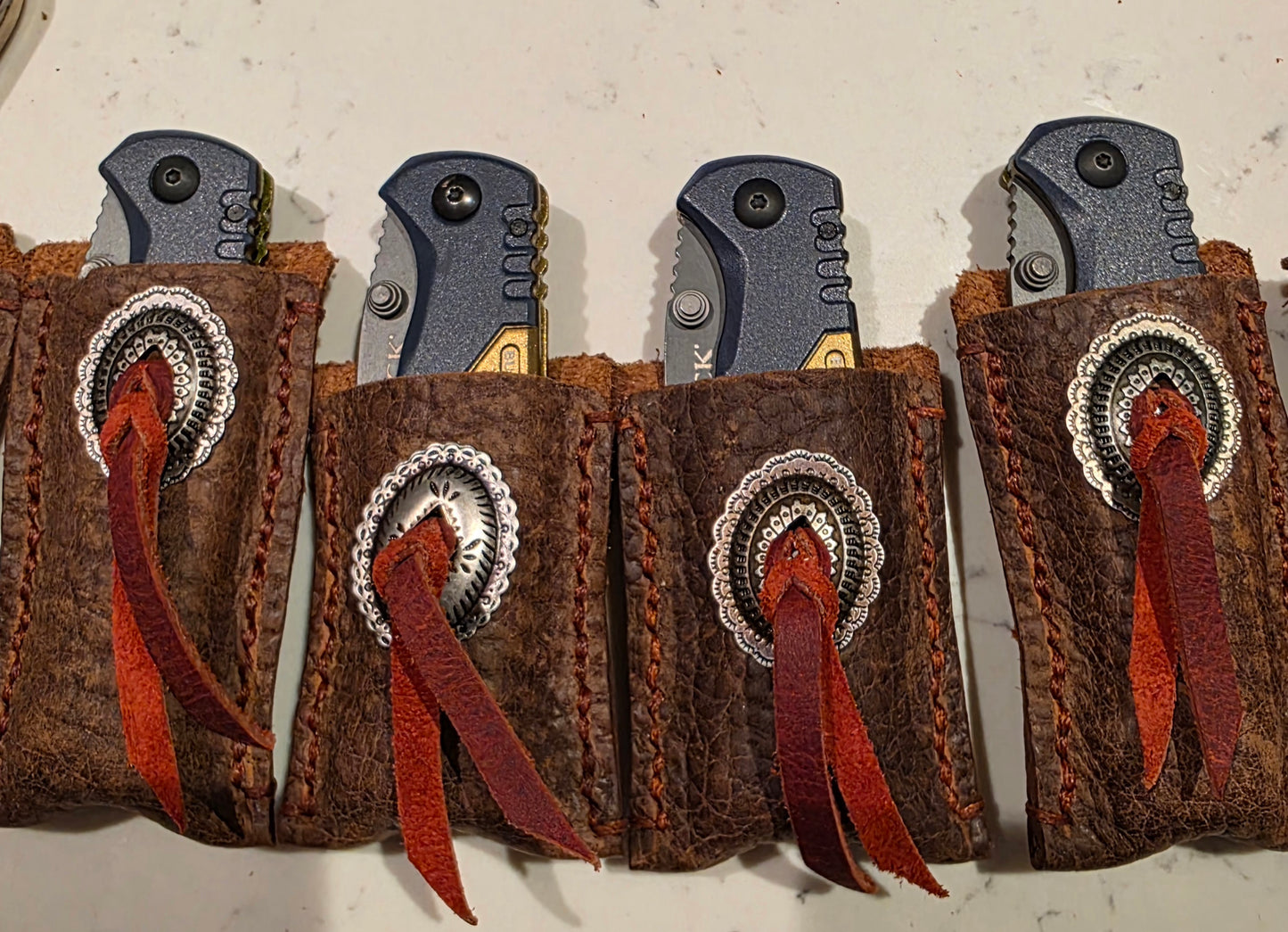 Handmade Leather Knife Sheaths: Buffalo or Bulls Hide- MADE IN USA