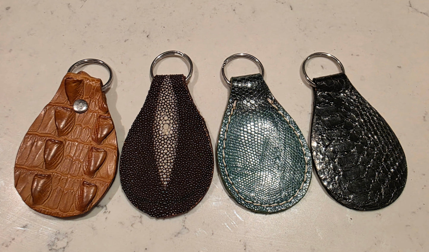 Handmade Exotic Teardrop Leather Keychains by Cowboy co.- MADE IN USA
