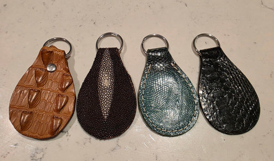 Handmade Exotic Teardrop Leather Keychains by Cowboy co.- MADE IN USA