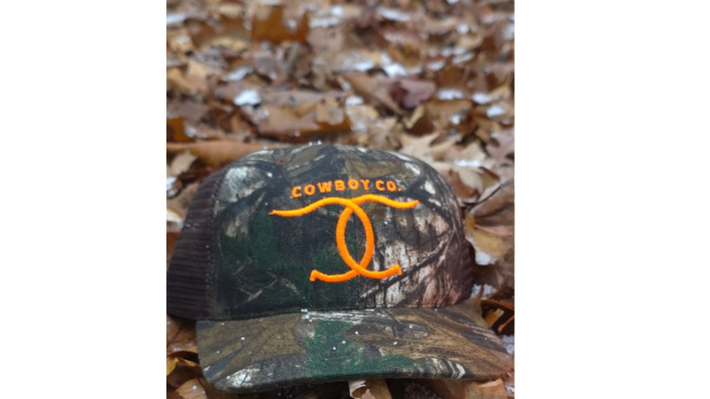 Cowboy co. Realtree Orange Logo Camo Trucker Hat  MADE IN USA