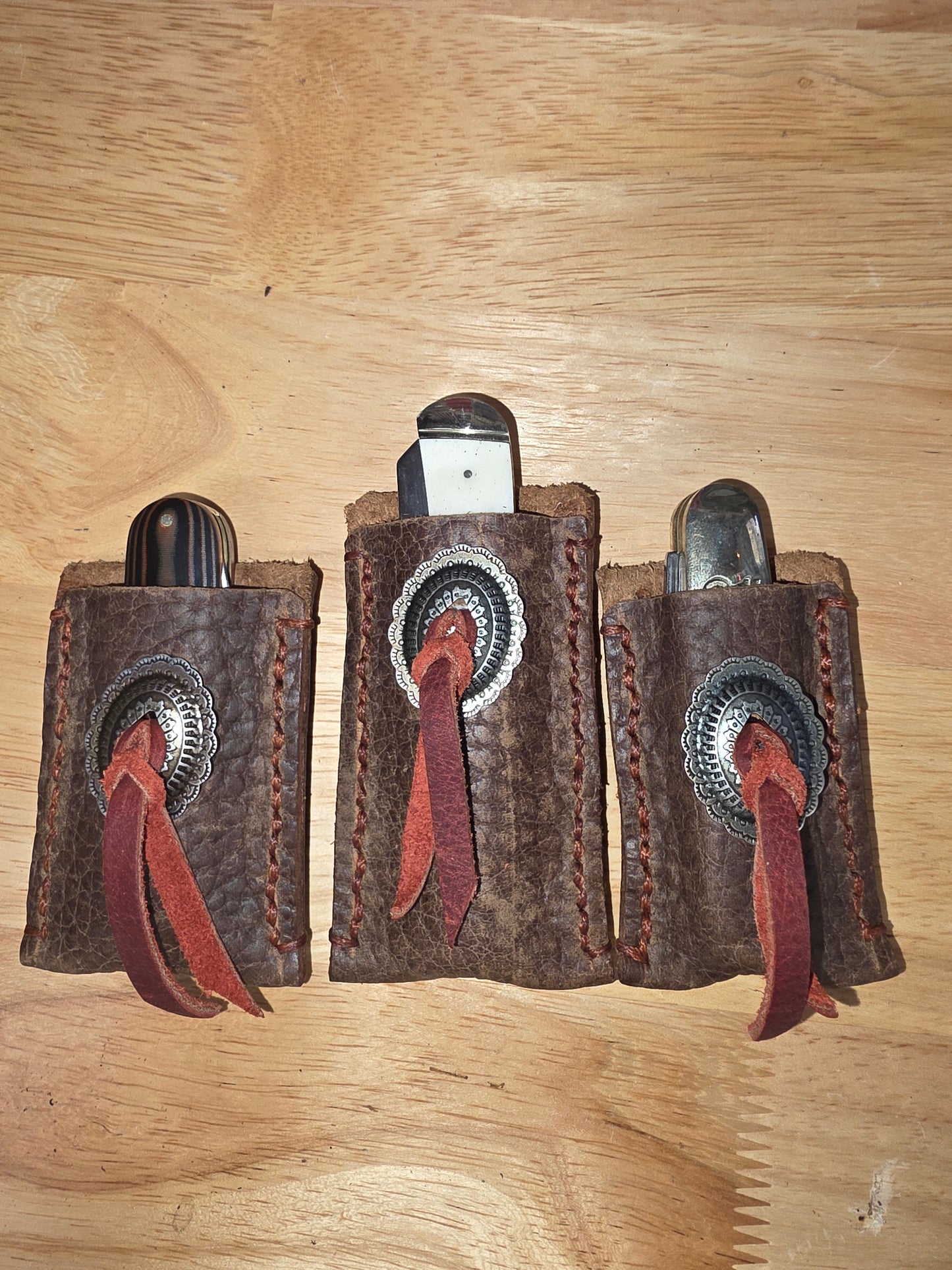 Handmade Leather Knife Sheaths: Buffalo or Bulls Hide- MADE IN USA