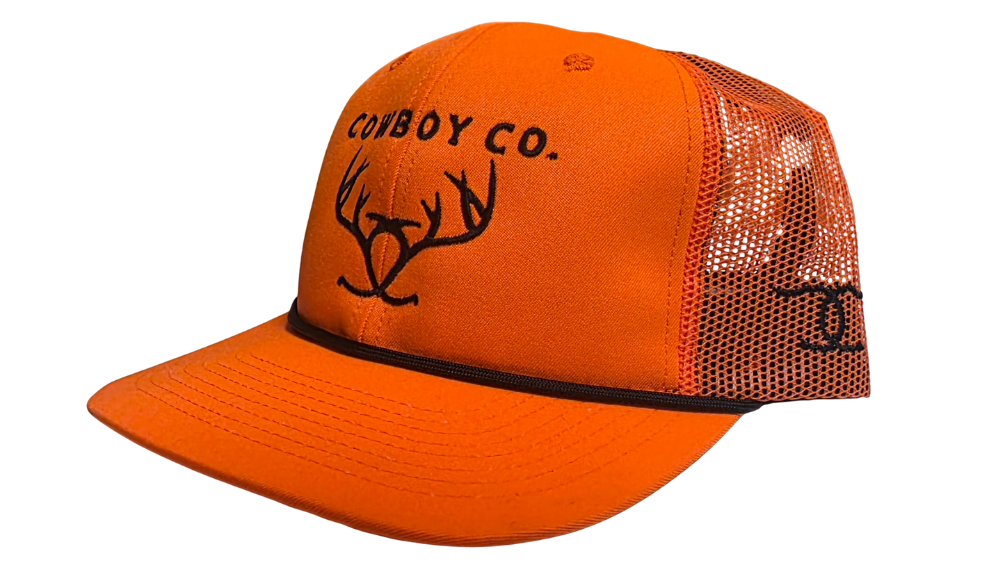 Cowboy co. Hunter’s Orange Rope Trucker Hat – Made in the USA