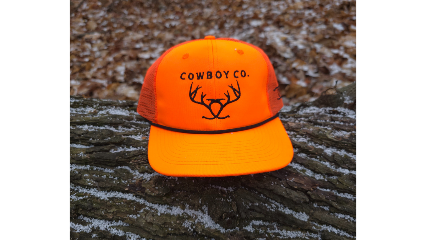 Cowboy co. Hunter’s Orange Rope Trucker Hat – Made in the USA