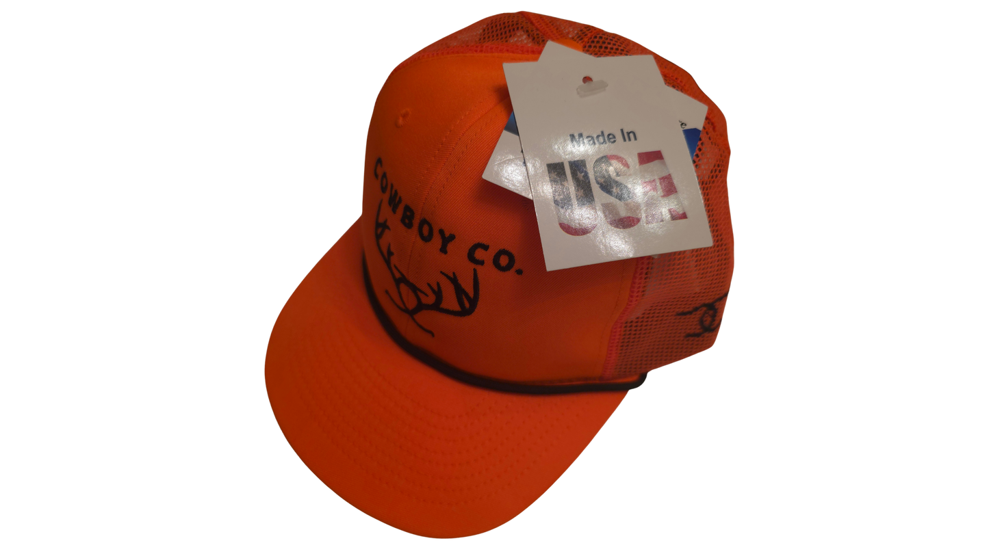 Cowboy co. Hunter’s Orange Rope Trucker Hat – Made in the USA