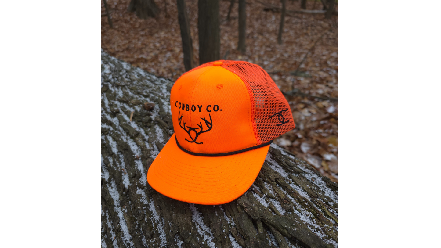 Cowboy co. Hunter’s Orange Rope Trucker Hat – Made in the USA