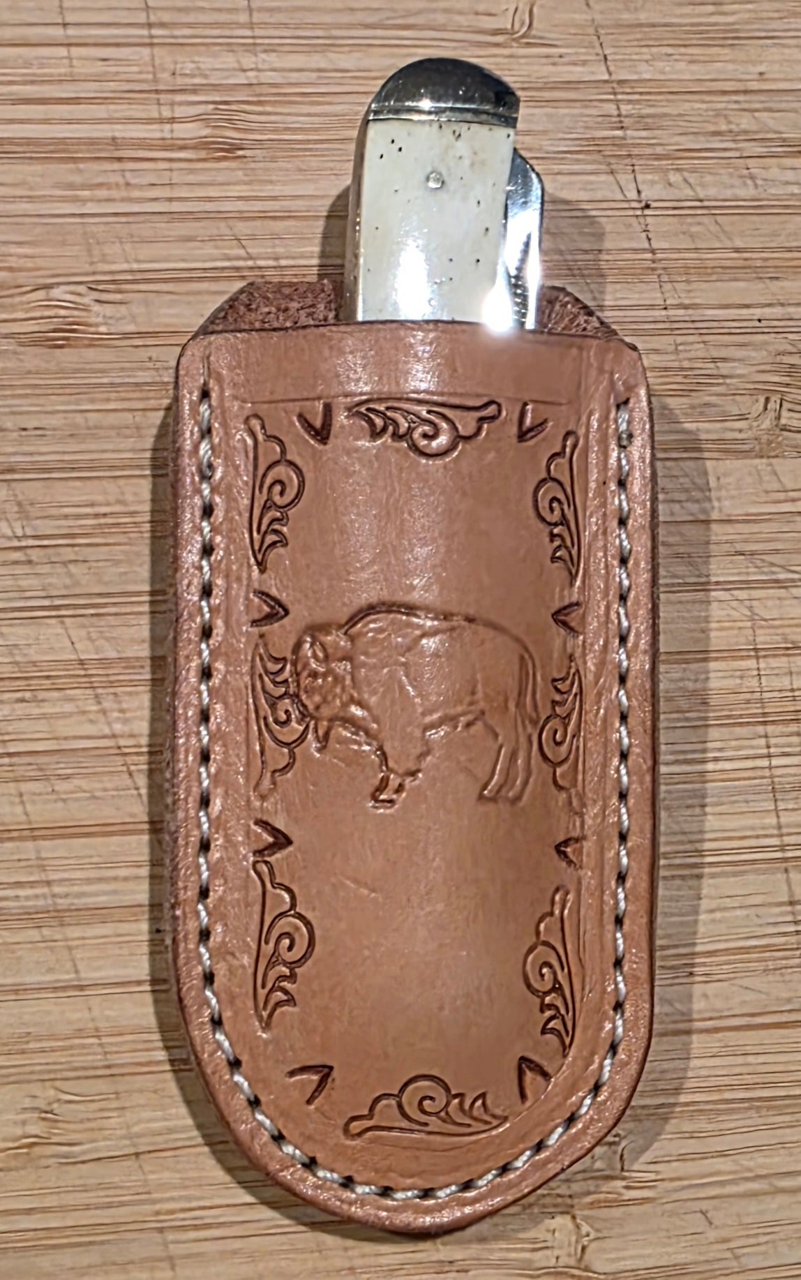 Handmade Leather Knife Sheaths: Buffalo or Bulls Hide- MADE IN USA